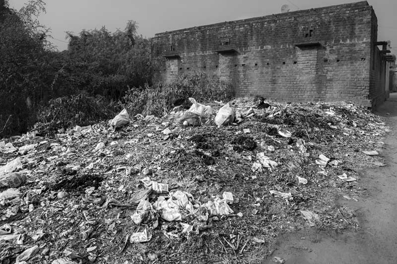 A solid waste dump in a village in Bhojpur district, Bihar